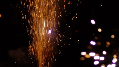 Slow motion close up of fireworks and sparklers Stock Footage 107985180