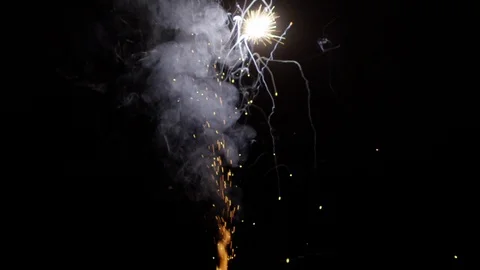 Slow motion close up of fireworks and sparklers Stock Footage 107985461