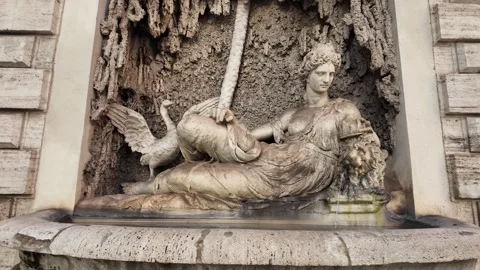 Slow Motion Close Up Of Goddess Juno Sculpture At Porta Pia Video stock 330122721