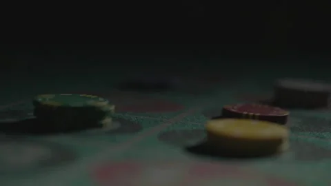 Slow motion close-up hand touching and moving chips Stock Footage 335700083