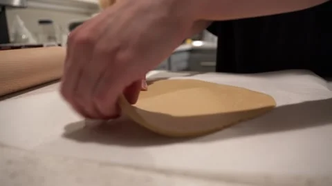 Slow motion Close-up of hands preparing homemade pastry 스톡 동영상 320755814