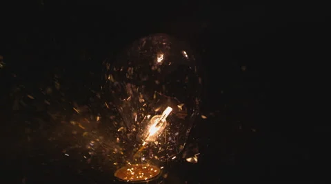 Slow motion close up of a lightbulb filament overheating and bursting the bulb. Video stock 63627976