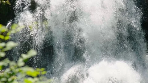 Slow Motion CLose Up Macro Waterfall Switzerland Stock Footage 127056714