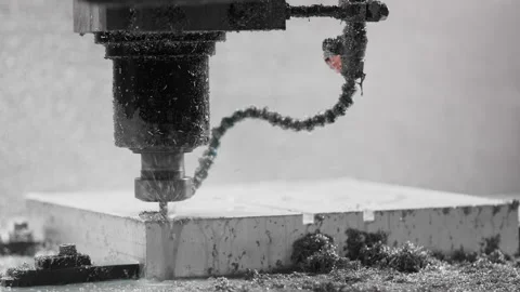 Slow-motion close-up of milling, creating aliminium shape Stock Footage 167506278