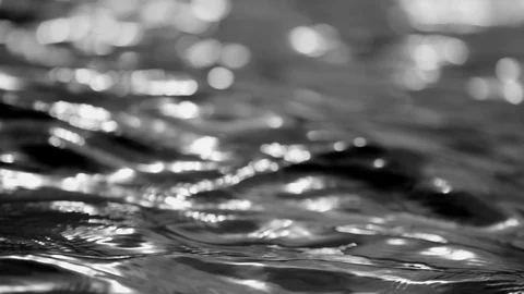 Slow Motion, Close Up of Ocean Ripples, Black and White Stock Footage 129004563