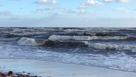 Slow Motion Close-up of Ocean Waves Crashing on Shore Stock Footage 307911230