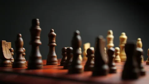 Slow Motion Close Up of Queen Move on Chessboard Stock Footage 236945578