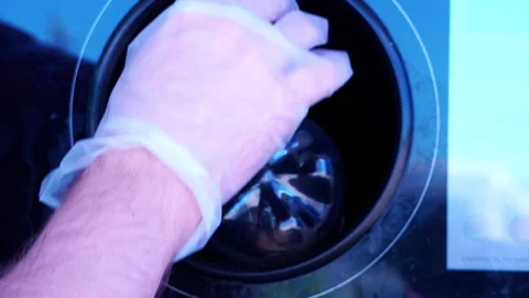 Slow Motion Close Up Recycling Bottles in Refund Machine, Laser Scanning Visible Video stock 331714700