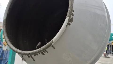 Slow Motion Close Up of Rotating Cement Mixer Machine Vídeo Stock 332506488