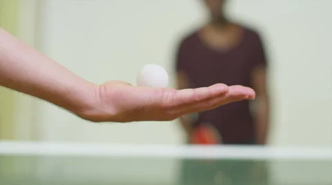 Slow motion close up serve of a ping pong in table tennis Stock Footage 43668953