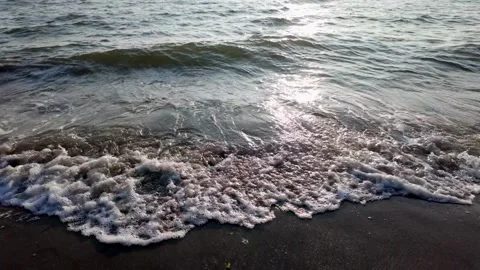 Slow Motion Close Up of Shimmering Waves at Lake Hamana Stock Footage 340414353