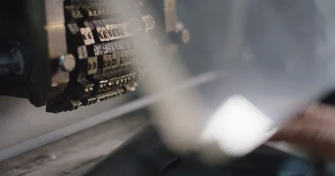 Slow motion close up shot of shoe making and devices. Stock Footage 71922137