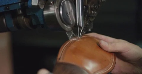 Slow motion close up shot of shoe making by hand. Stock Footage 71934555