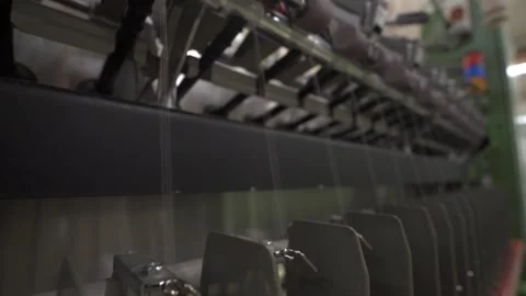 Slow motion close up shot of a spinning mill machine Stock Footage 257762450
