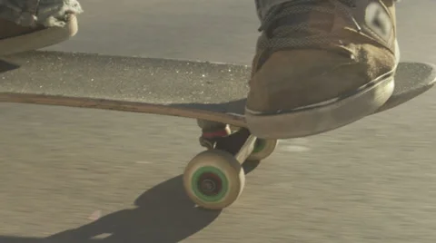 SLOW MOTION: Close-up skateboarding Stock Footage 35198091