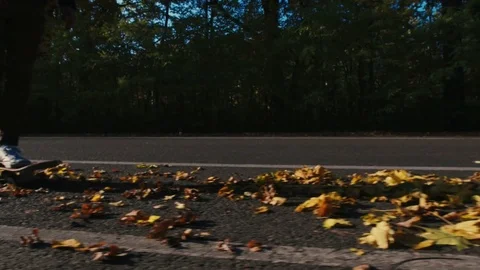 SLOW MOTION: Close-up skateboarding Stock Footage 81212549