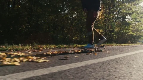 SLOW MOTION: Close-up skateboarding Stock-Footage 81212713