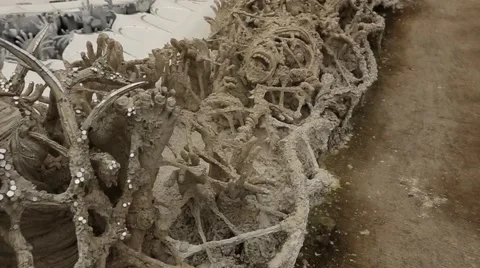 Slow Motion Close up of Skulls at White Temple. Stock Footage 49773795