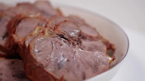 Slow motion close up turning pot-stewed meat Stockbeeldmateriaal 169073093
