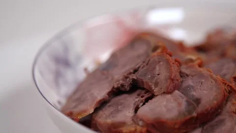 Slow motion close up turning pot-stewed meat Stock Footage 169073104
