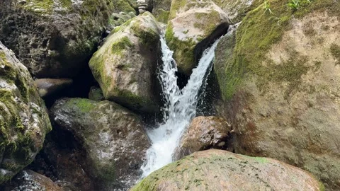 Slow Motion Close-up of Twin Mountain Streams Splashing Stock Footage 330620519