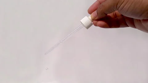Slow Motion Close Up Video Of A Man Using A Dropper Falling Water From Dropper Stock Footage 267872461