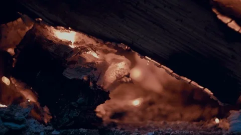 Slow motion , Close up view of glowing flying fire flame Stock Footage 124225674