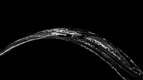 Slow motion Close up water fall side view flowing. 3D animation. 4K Stock Footage 124824317