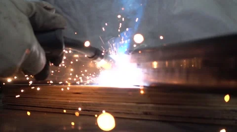 Slow Motion Close up of Welder  Stock Footage 64530362