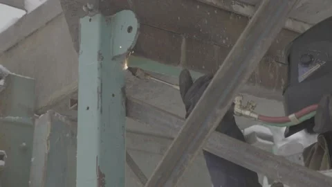 Slow Motion Close Up Welding Post Stock Footage 154050722