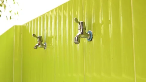 Slow motion close up of young kid hand turning off water Video stock 87180706