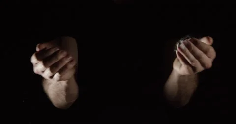 SLOW MOTION closeup of an athlete hands clapping with white chalk powder, take 2 Stock Footage 64074115