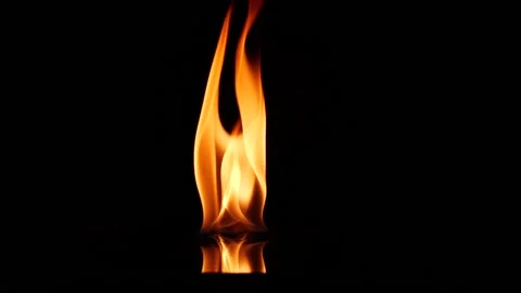 Slow motion closeup campfire burn on black background, fire flame design element Stock Footage 145752328