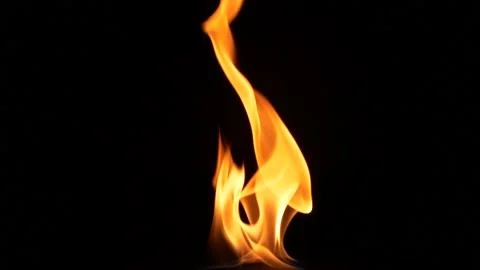 Slow motion closeup campfire burn on black background, fire flame design element Vídeo Stock 147424477