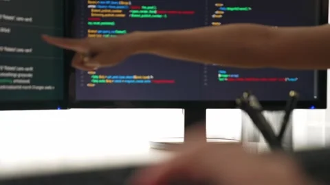Slow motion closeup hand of back end software developer writing code. Burgeoning Stock Footage 269210350
