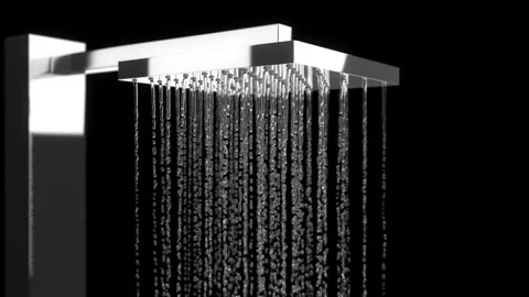 Slow motion Closeup Rain shower droplet water isolate on black background. Stock Footage 283427717