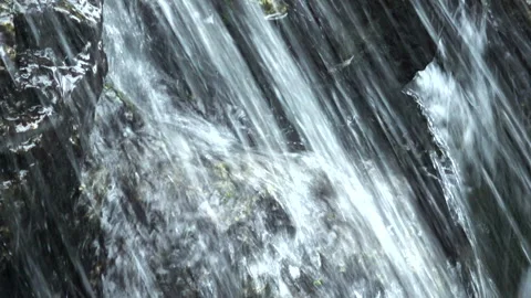 Slow motion, closeup shot of splash of brook, cascade. 4K Abstract background Stock Footage 284312343