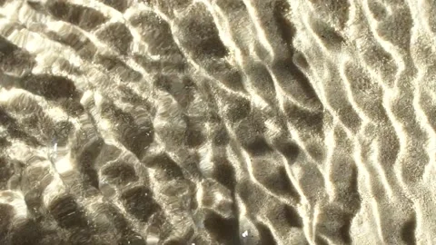 Slow motion closeup water surface texture splash and ripples on sand background Video stock 163961961