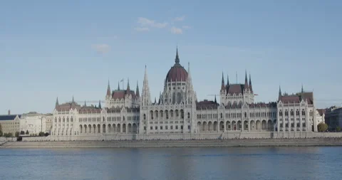 Slow motion clouds passing over Budapest parliament 4K video Stock Footage 262013782