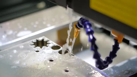 Slow motion: cnc wire cutting machine working with sheet metal with sparks Stock Footage 151755684