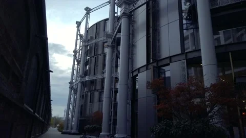 Slow Motion, Coal Drops Yard in king's Cross London.United Kingdom Stock Footage 171489666