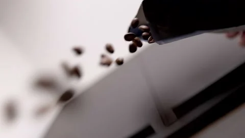 Slow Motion Coffee Bean Pour Stock Footage 227553532