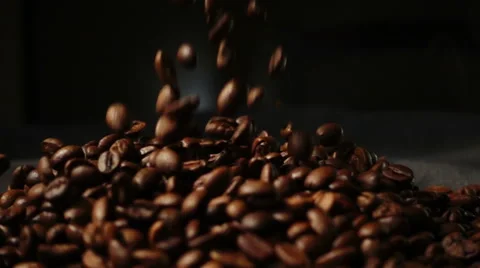 Slow motion coffee beans are scattered Stock Footage 68633451