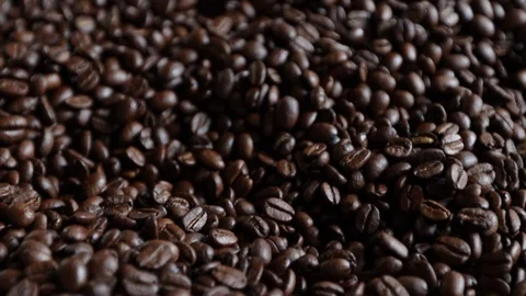 Slow motion coffee beans close Stock Footage 111400443
