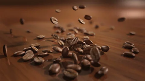 Slow motion coffee beans falling Stock Footage 38476485