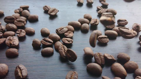 Slow motion coffee beans falling Stock Footage 88656609