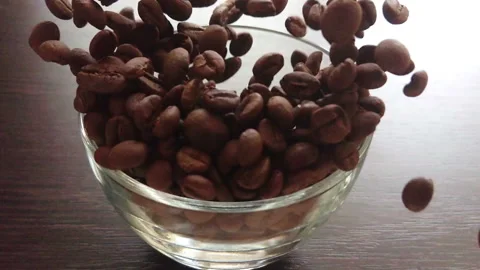 Slow motion coffee beans falling 스톡 동영상 88673968