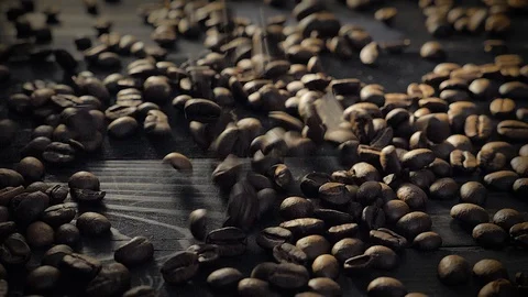 Slow motion: coffee beans falling down Stock Footage 108237562