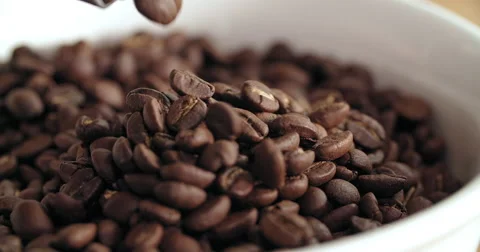 Slow motion coffee beans Stock Footage 55879046