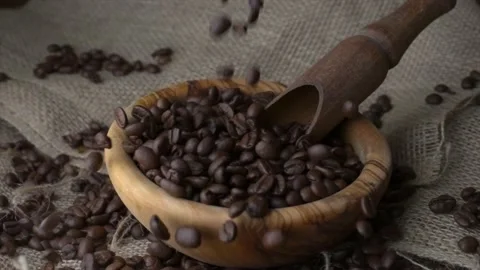 Slow motion of coffee beans	 Stock Footage 157991166